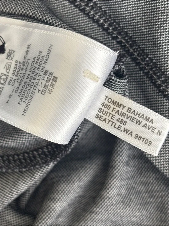 Tommy Bahama Men's Short Sleeve Polo Shirt Black/Gray Textured Large - EUC - Picture 8 of 9